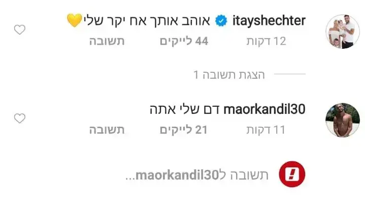 שחקני מכבי תל אביב בהודעות תמיכה לפוסט של עומר אצילי