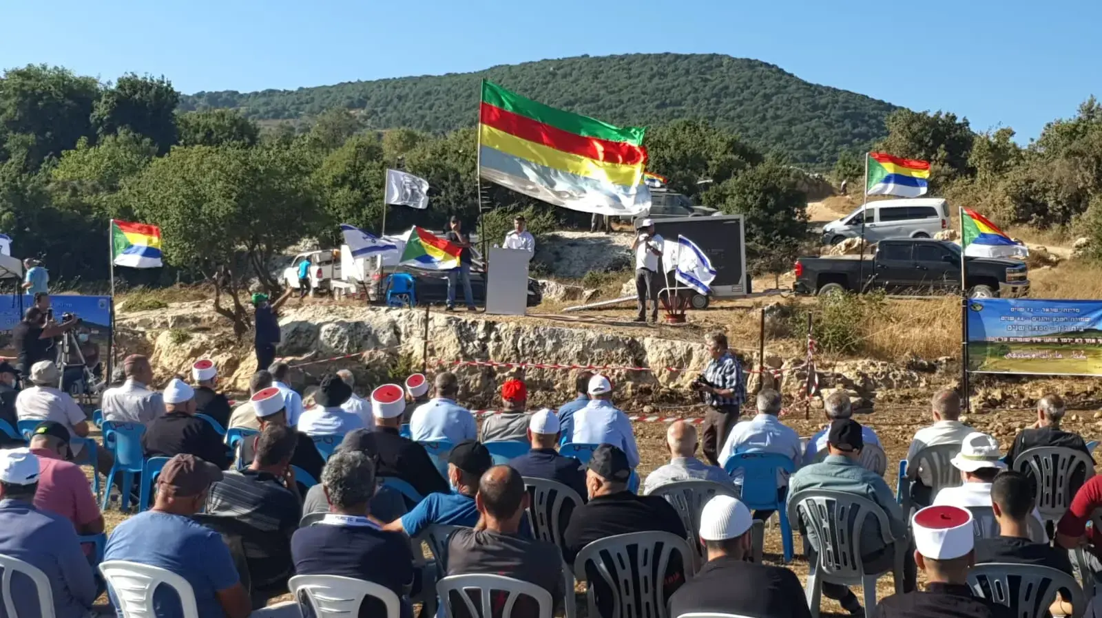 הפגנת הדרוזים והצ'רקסים נגד רשות הטבע והגנים ליד הר מירון. 04 באוגוסט 2020.