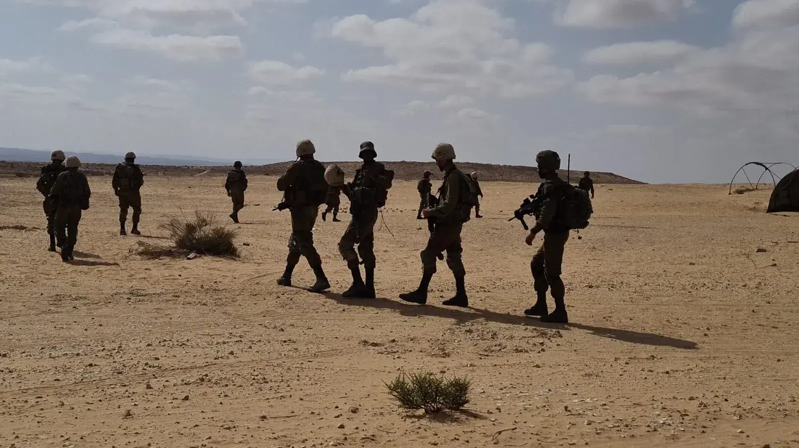 שטח האימונים של גבעתי בבסיס הר קרן. יממה אחרי הקטטה בה נפגעו 21 חיילים , 12 באוקטובר 2020