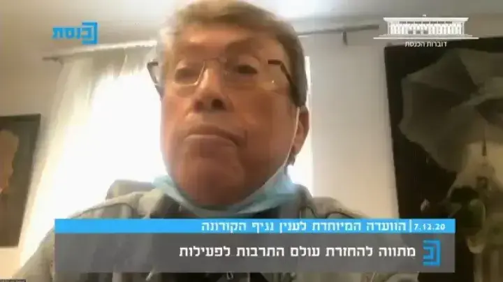 מנכ"ל תיאטרון הבימה, נעם סמל, בדיון בועדת הקורונה של הכנסת על הקפאת עולם התרבות בימי משבר הקורונה, 7 בדצמבר 2020