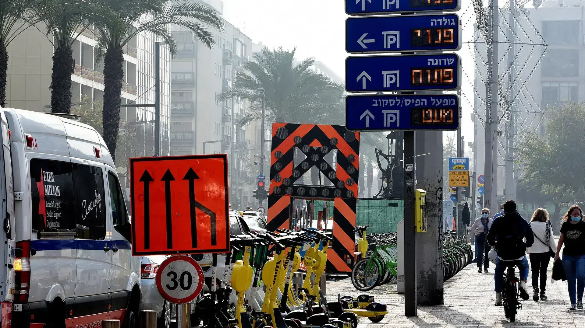 עבודות הרכבת הקלה ברחוב אבן גבירול, ת"א 5 בינואר 2021