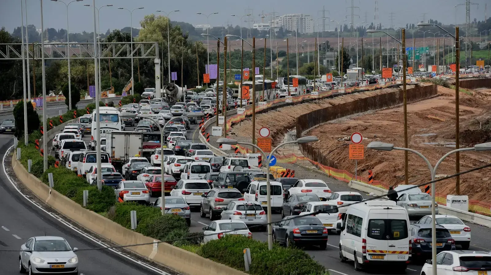 פקק תנועה במחלף התקווה עד מורשה, 15 בינואר 2020