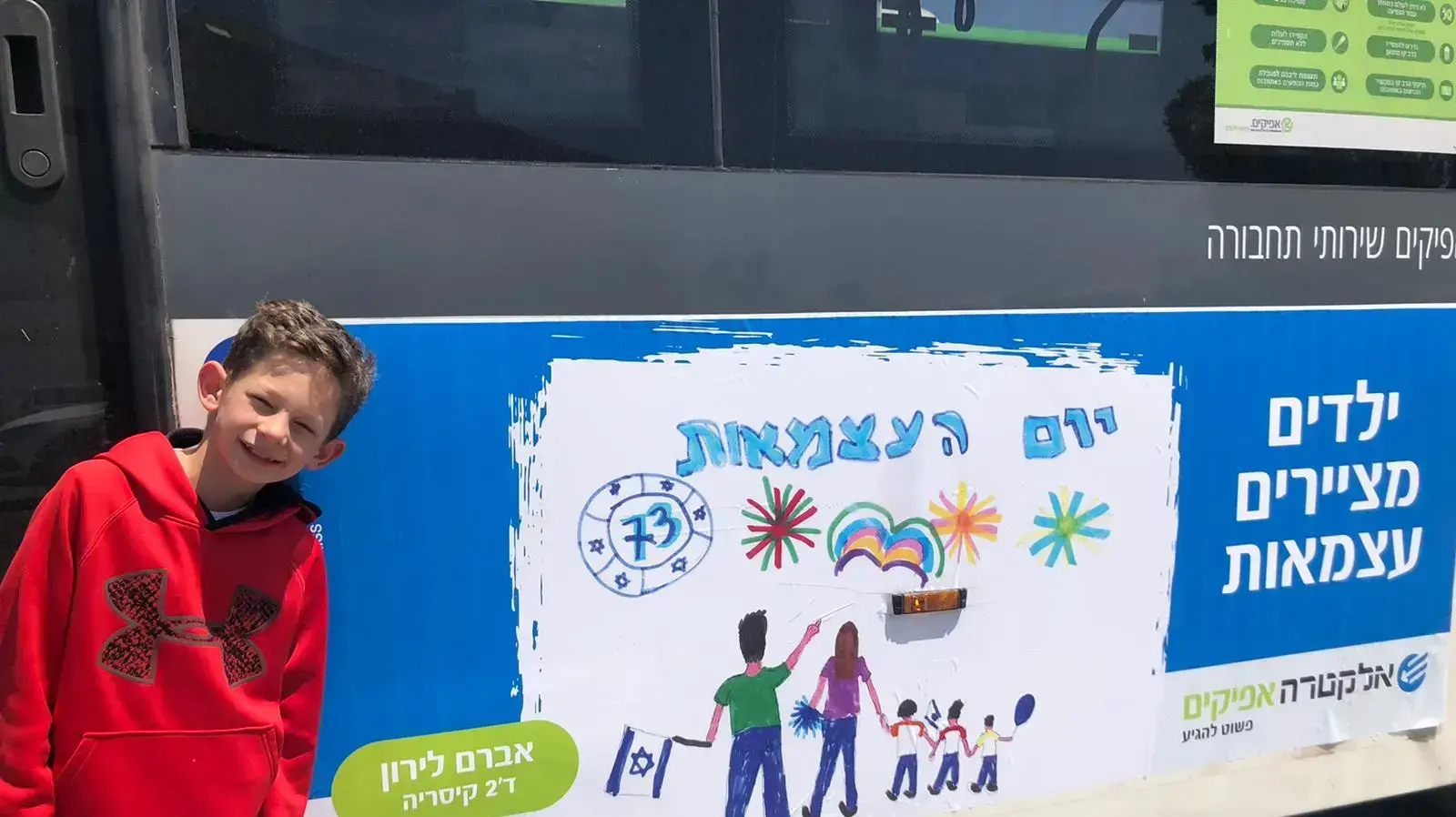 לירון אברם תלמיד כיתב ד מקיסריה צייר ציור שזכה בתחרות ציורי עצמאות של חברת אפיקים