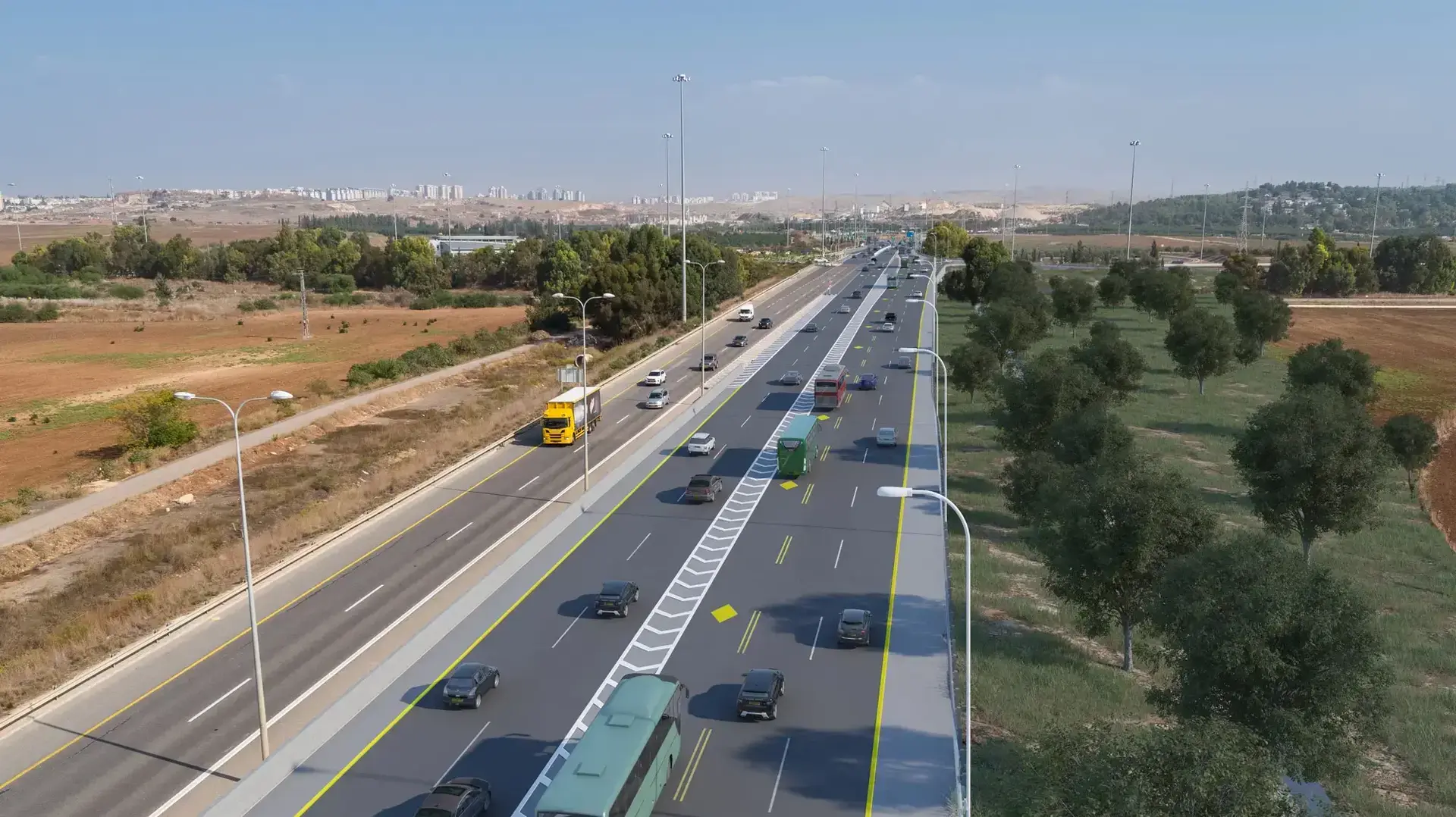 הדמייה נתיב תחבורה ציבורית בכביש 471