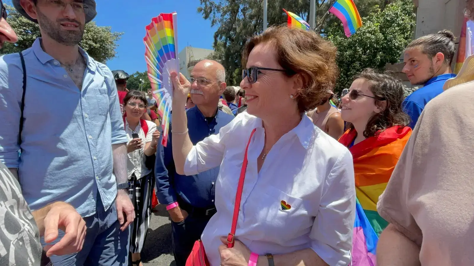 ראשת העיר חיפה עינת קליש רותם במצעד הגאווה בעיר. 18 ביוני 2021