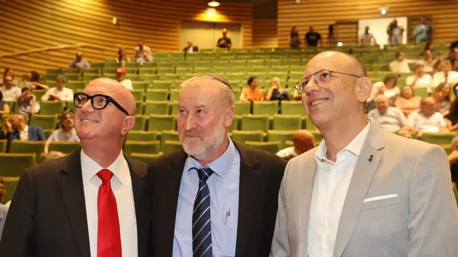 יובל מרין דיקן ביה"ס למשפטים במכללה למינהל, אביחי מנדלבליט היועמ"ש ואבי בלשניקוב, יו"ר דירקטוריון המכללה למינהל