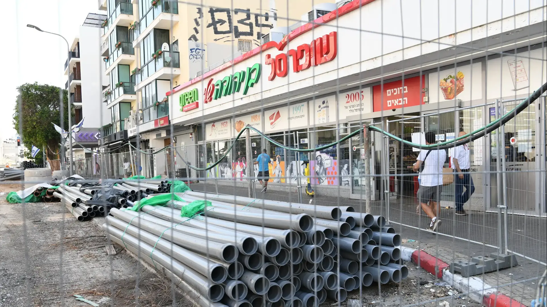 עבודות הרכבת הקלה ברחוב בן יהודה, תל אביב, 19 ביולי 2021