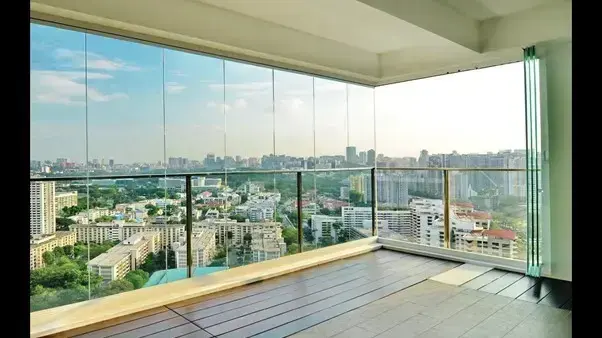 וילון זכוכית, זכוכיות מתקפלות למרפסת - מהגג לרצפה