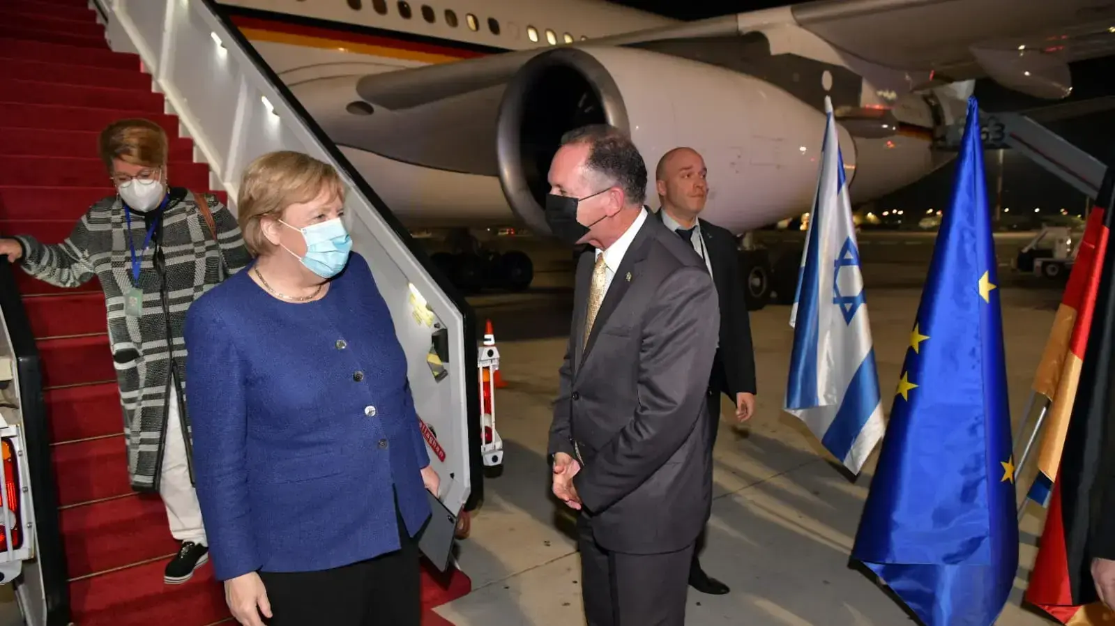 קנצלרית גרמניה אנגלה מרקל בנחיתה בנתב"ג, 9 באוקטובר 2021