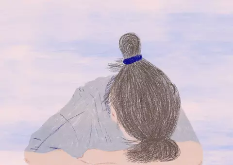 גיף אישה מניחה ראש על הידיים