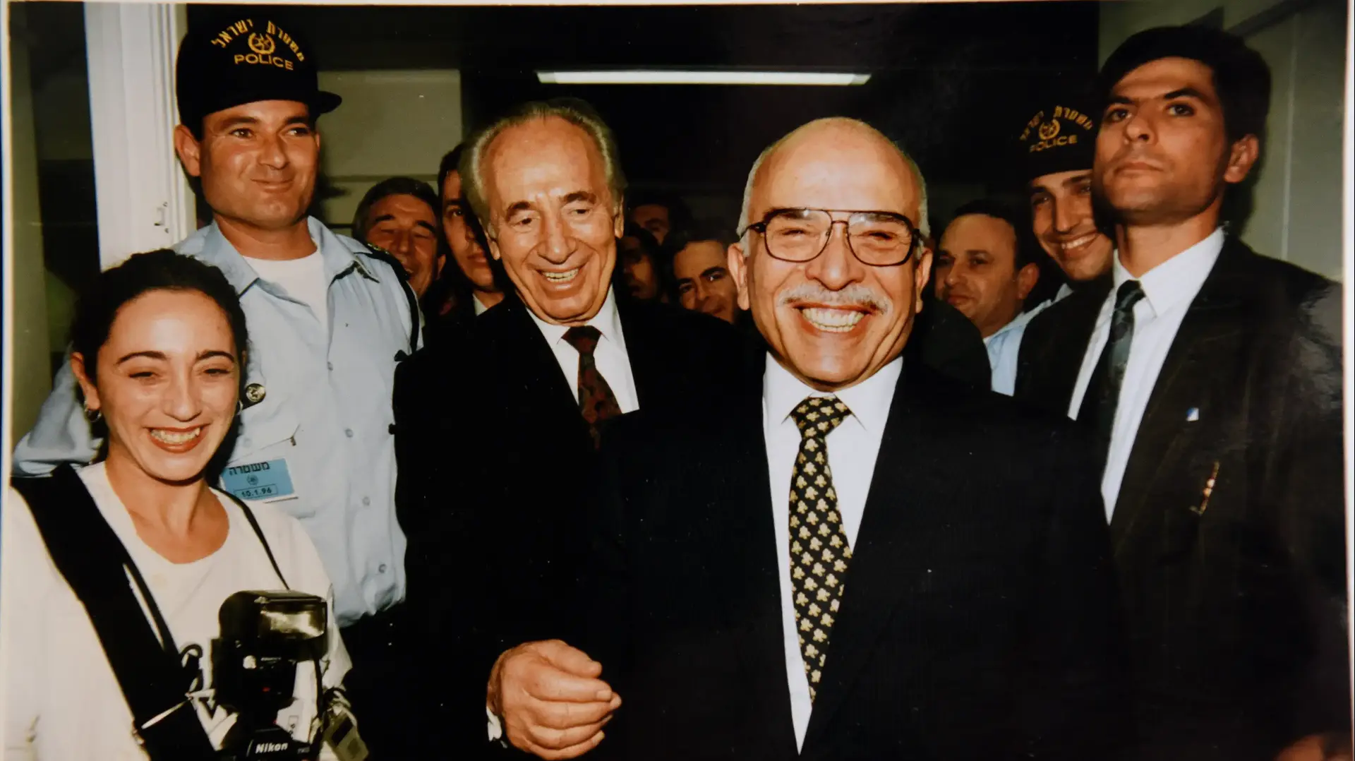 שמעון פרס וחוסיין, מלך ירדן בפתיחת חדר טראומה,בית חולים איכילוב, 10 בינואר 1996