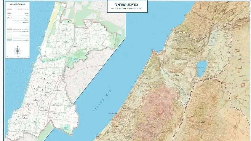 מפת ישראל עם גבולות הקו הירוק