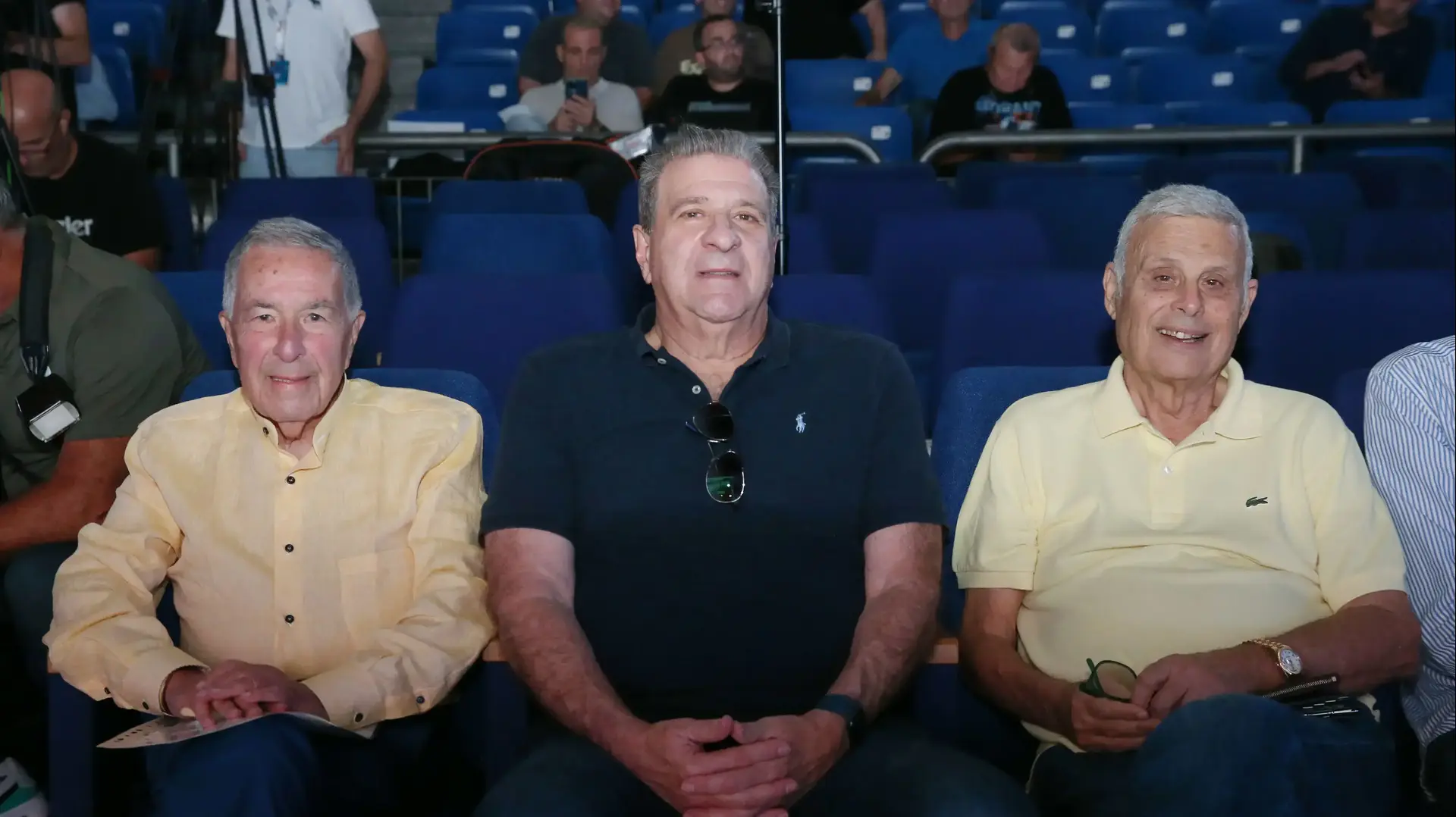 בעלי מכבי תל אביב דייויד פדרמן, אודי רקנאטי והיו"ר שמעון מזרחי