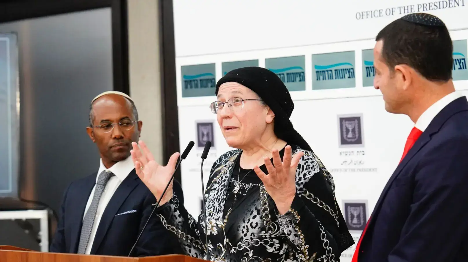 ח"כ אורית סטרוק מטעם מפלגת האיחוד הלאומי בסיעת הציונות הדתית בבית הנשיא. 10 בנובמבר 2022