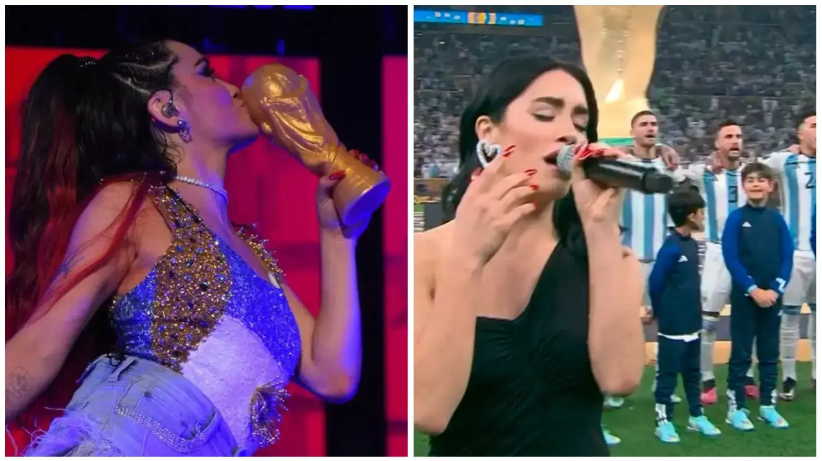 הזמרת לאלי שרה את המנון ארגנטינה לפני גמר המונדיאל בקטאר