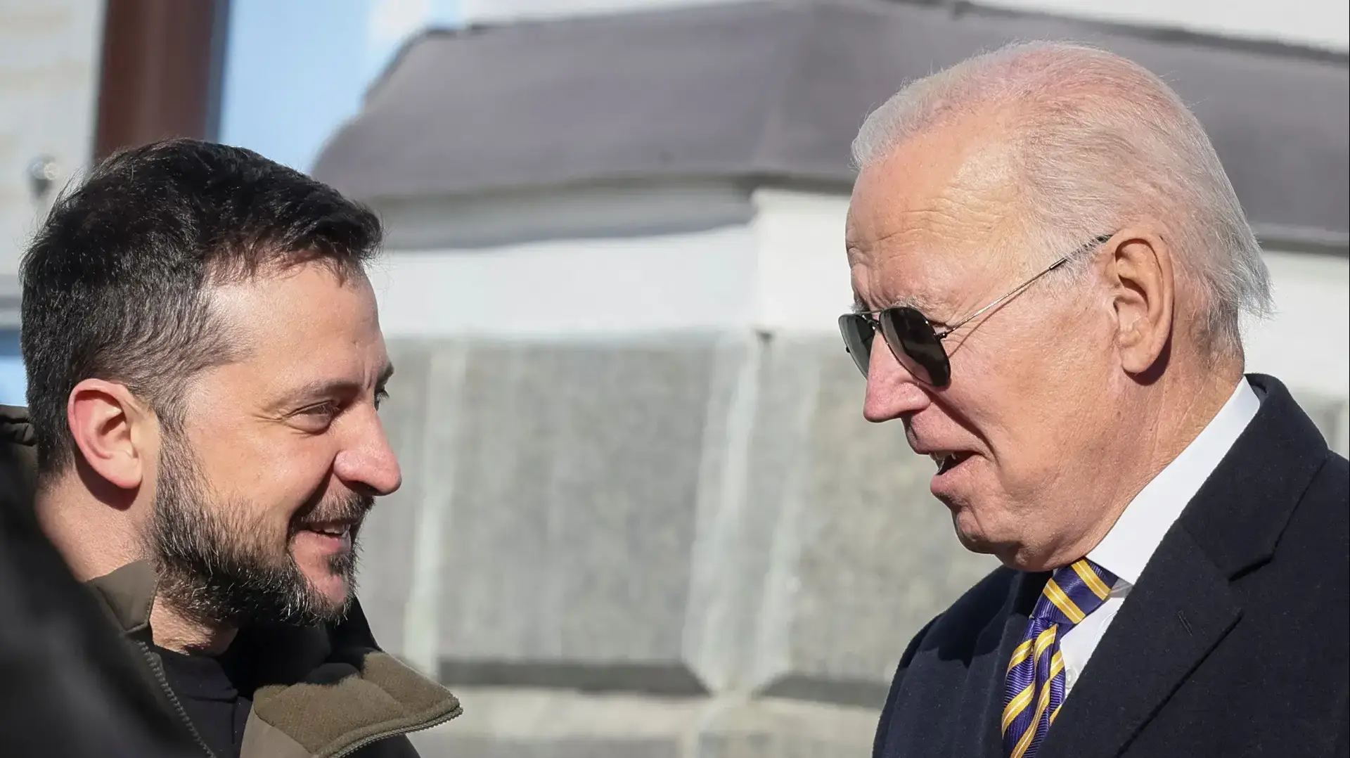 נשיא ארה"ב ג'ו ביידן עם נשיא אוקראינה ולודומיר זלנסקי , קייב, 20 בפברואר 2023