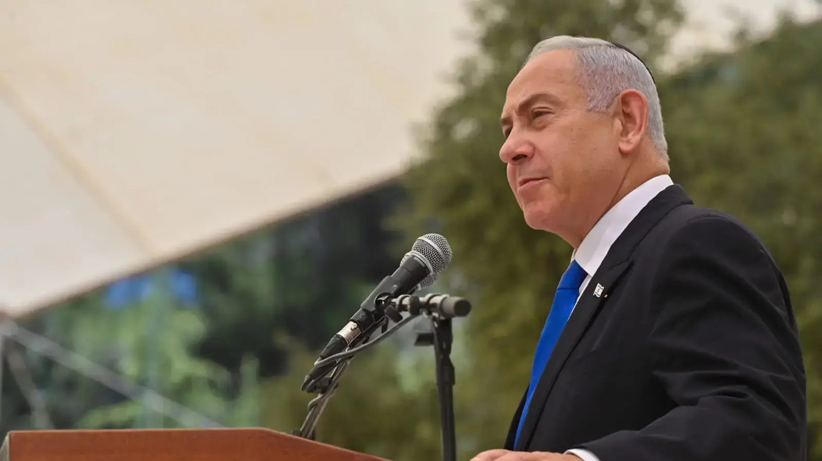 בנימין נתניהו בטקס האזכרה הממלכתי לזכרם של חללי פעולות האיבה. הר הרצל, ירושלים