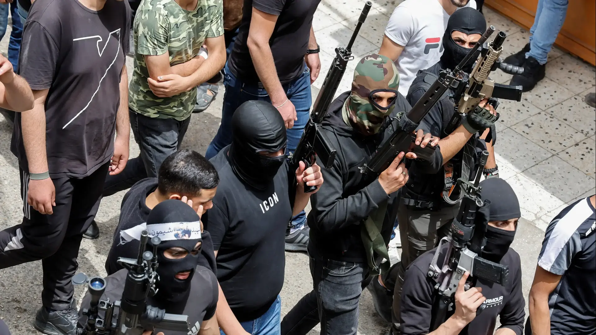 הלווית חמושים פלסטינים שנהרגו בפלישת צה"ל למחנה הפליטים בשכם. 22 במאי 2023