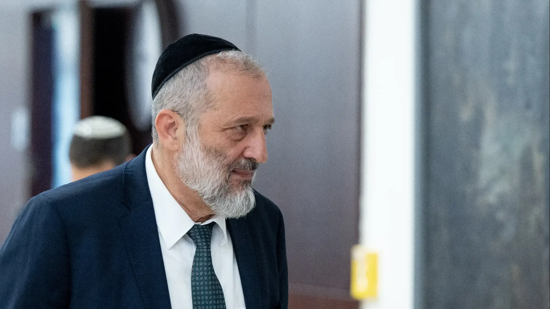יו"ר ש"ס, אריה דרעי, מגיע לכינוס ראשי המפלגות,הכנסת, ירושלים. 14 ביוני 2023