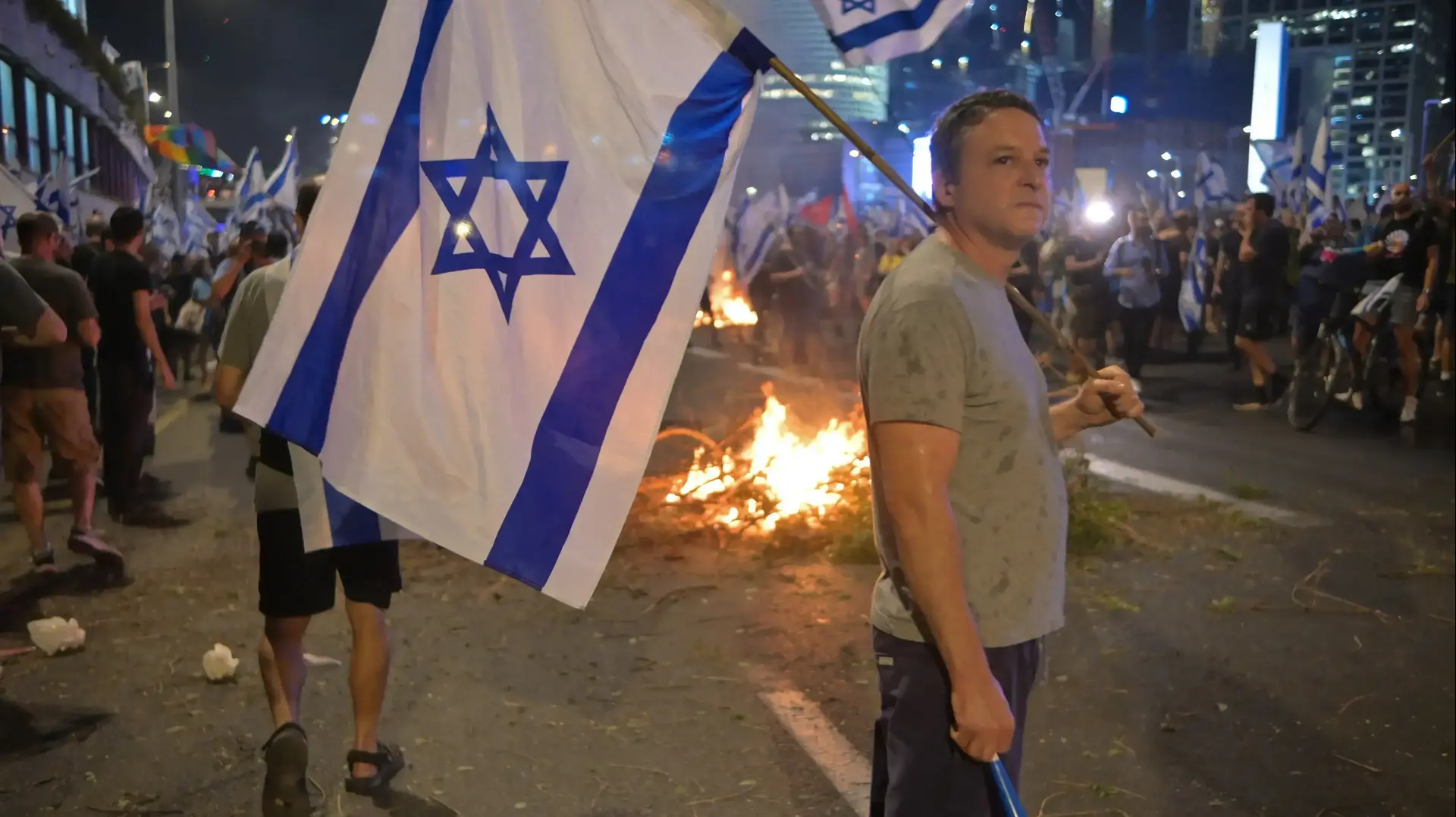הפגנה לאחר הודעת הפרישה של ניצב עמי אשד מהמשטרה, נתיבי איילון ת"א, 6 ביולי 2023