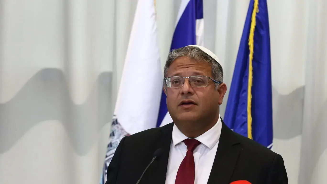 השר לביטחון לאומי איתמר בן גביר בטקס החלפת פיקוד מחוז חוף, מטה חוף, חיפה. 22 באוגוסט 2023