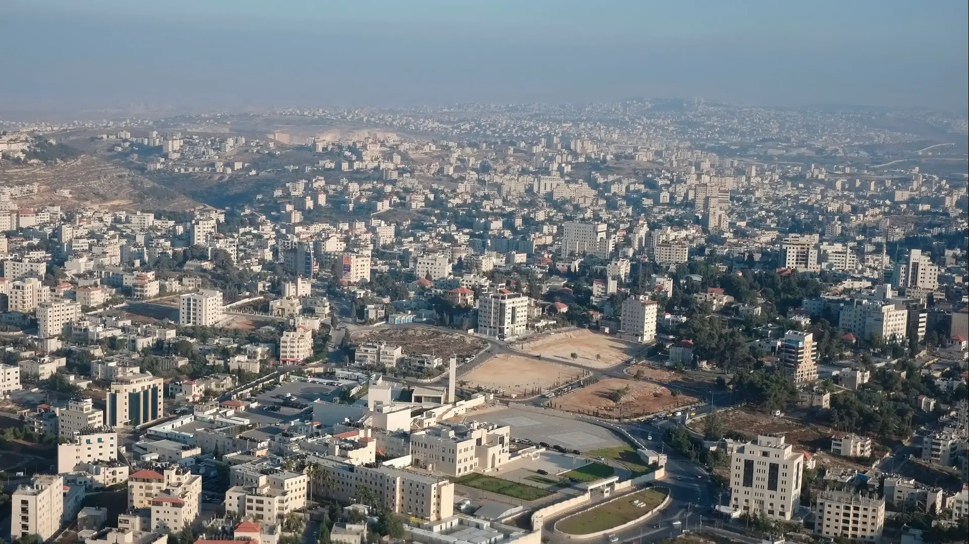 מבט אווירי על המוקטעה, מטה ​​הרשות הפלסטינית
