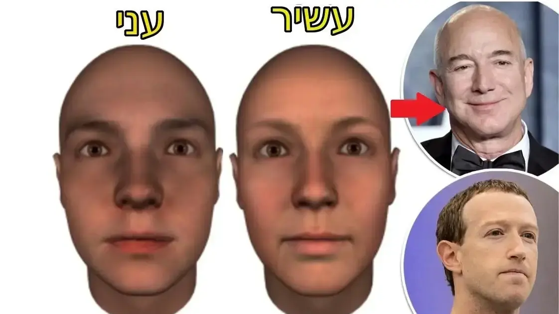 תווי פנים של אדם עשיר לעומת אדם עני