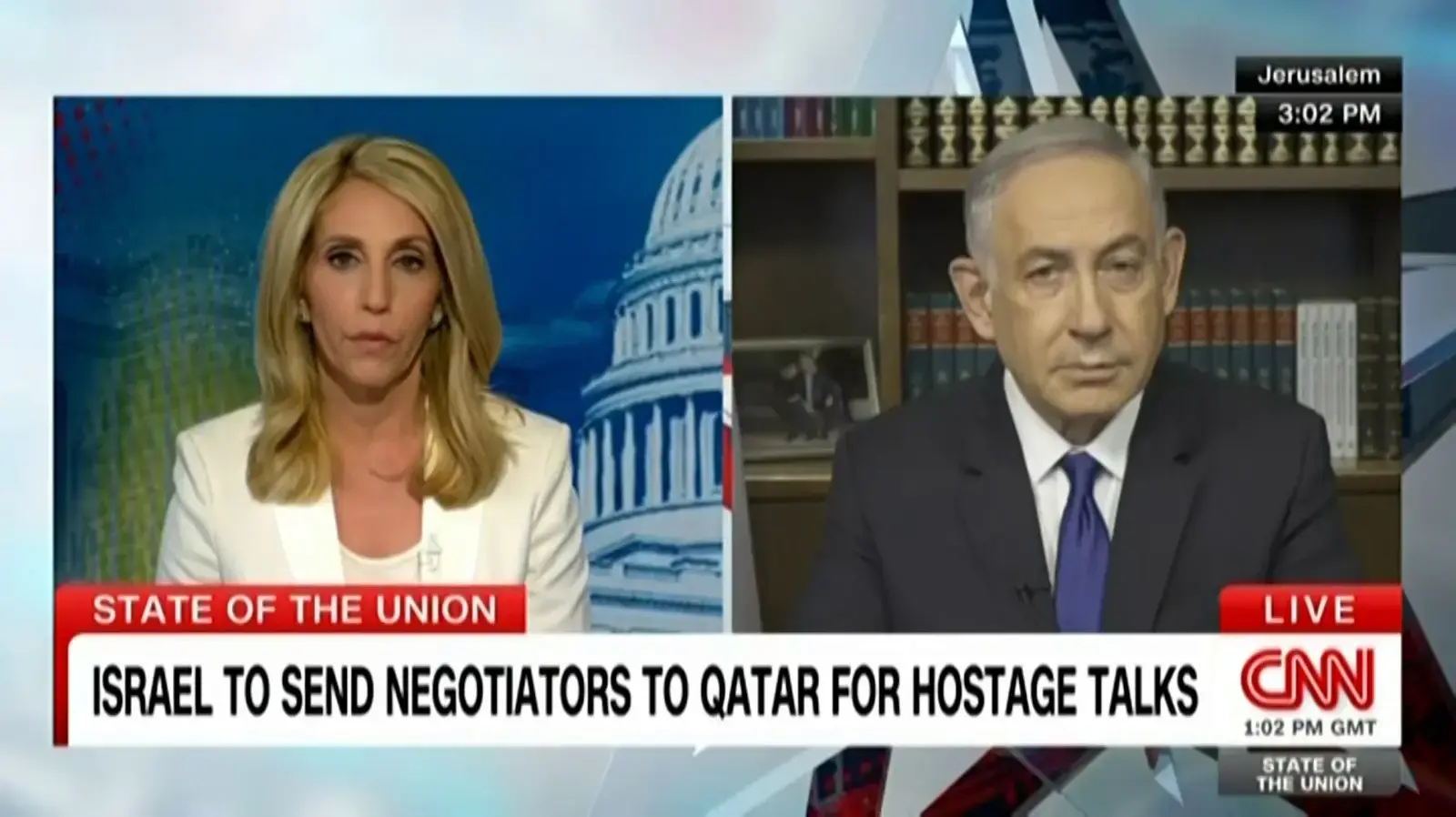 ראש הממשלה בנימין נתניהו בראיון ל-CNN. 
17 במרץ 2024