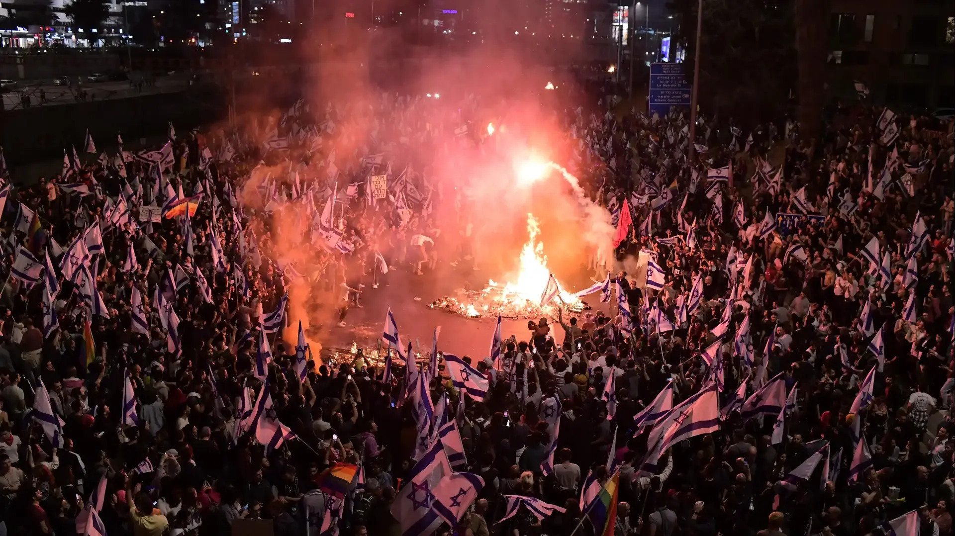 ההפגנה בנתיבי איילון בליל הפיטורים של גלנט