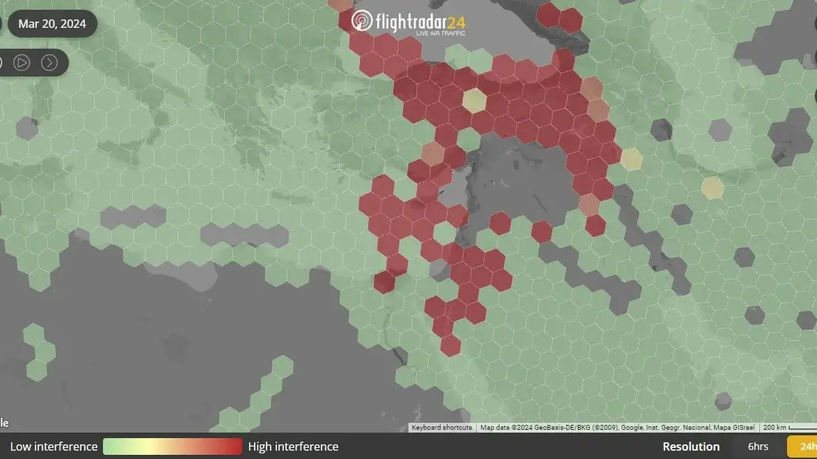 כך זה נראה: מפת השיבושים ב-flightradar24