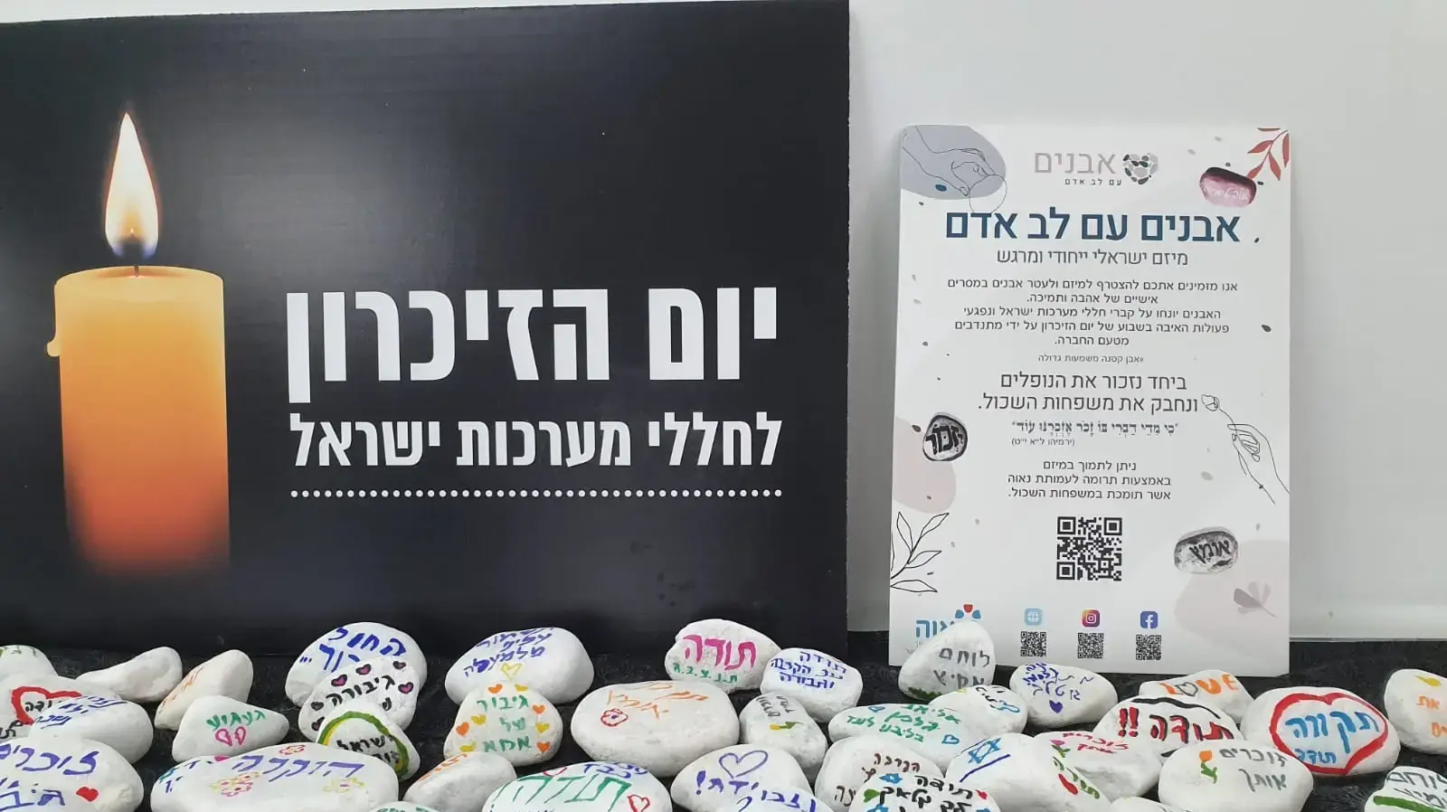 אבנים עם לב אדום - פרויקט הנצחה לקראת יום היזכרון