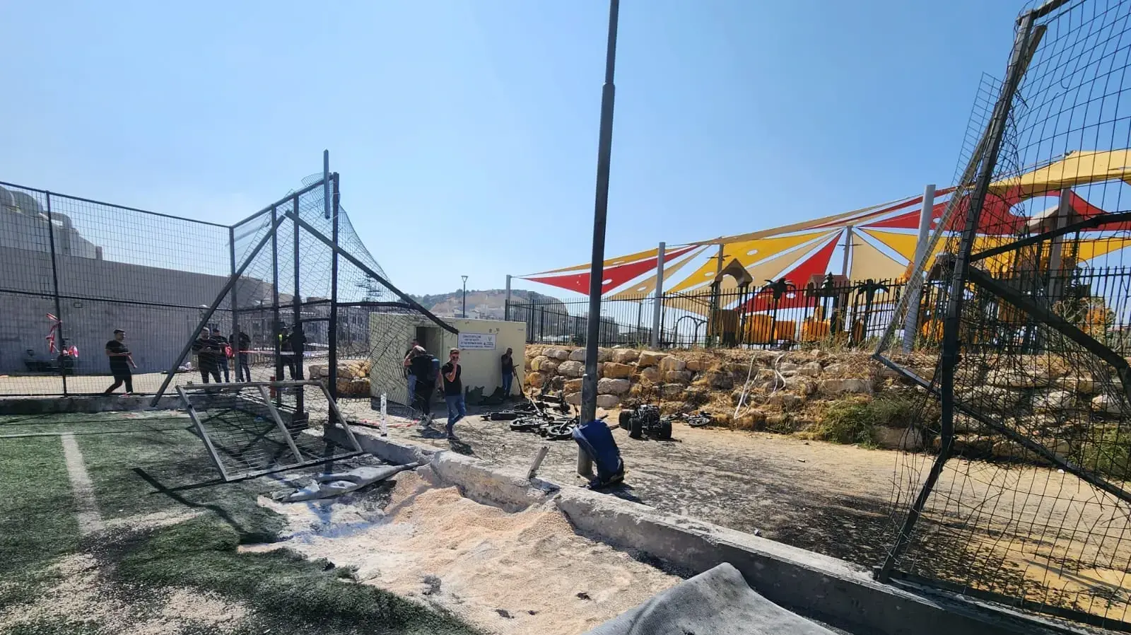 זירת פגיעת טיל במגרש כדורגל, מג'דל שמס, 28 ביולי 2024