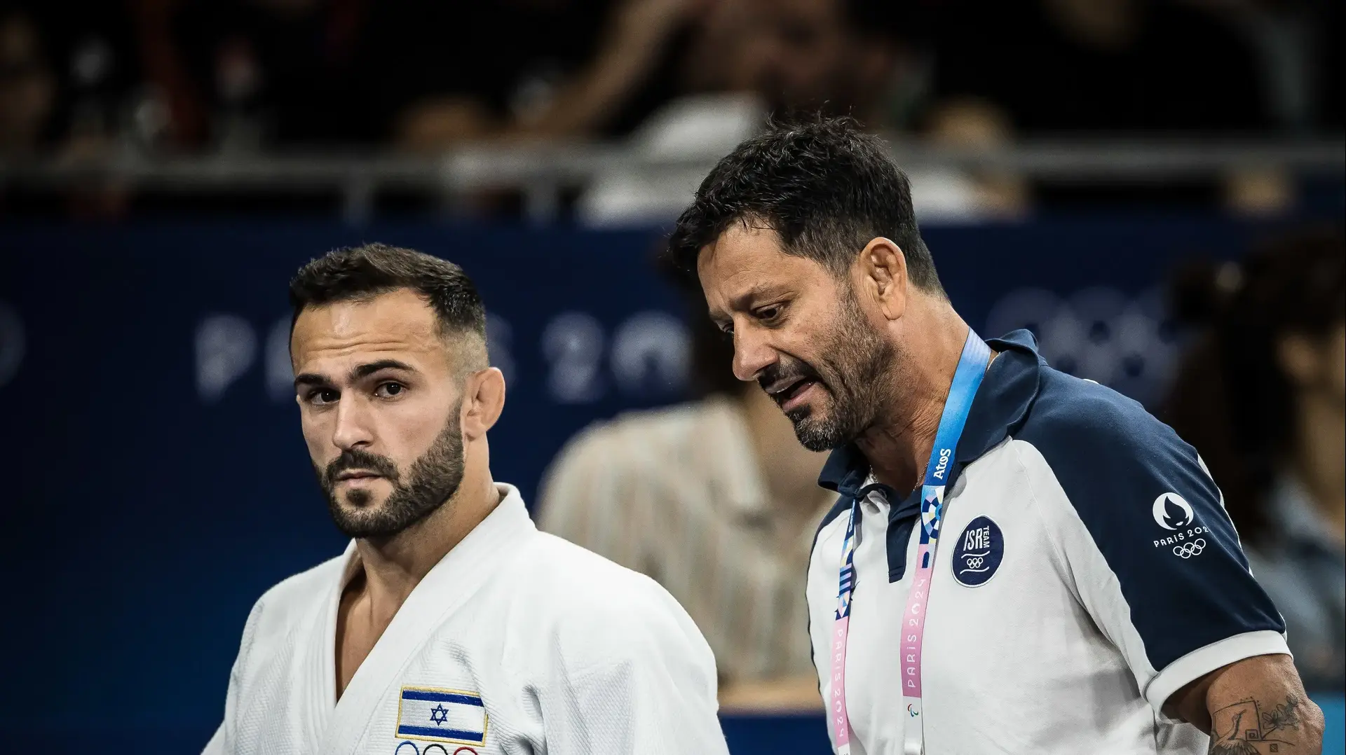 אורן סמדג'ה מאמן נבחרת הג'ודו של ישראל עם ברוך שמאילוב