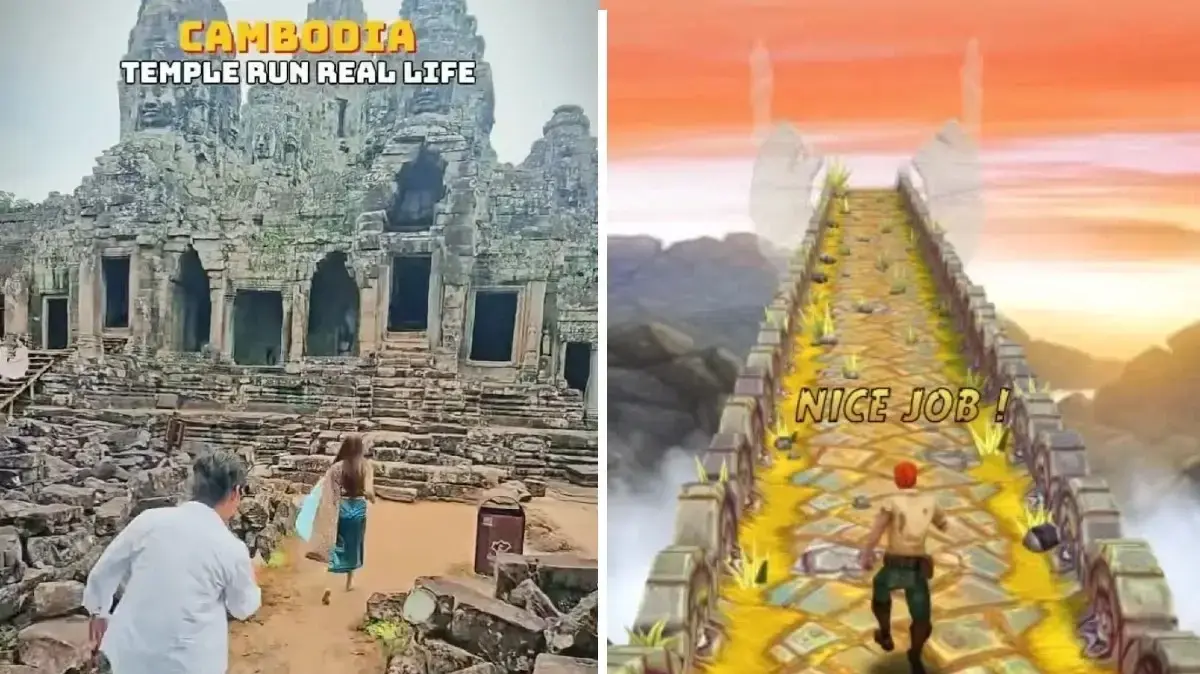 אנשים משחזרים את המשחק Temple Run במציאות