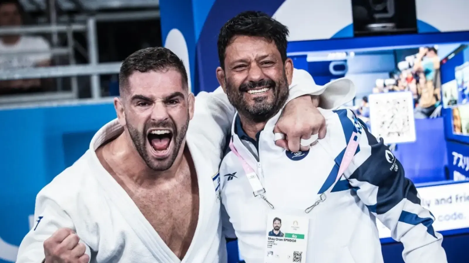 אורן סמדג'ה, פיטר פלצ'יק, אחרי הזכייה במדליית הארד במשחקים האולימפיים בפריז אורן סמדג'ה, פיטר פלצ'יק, אחרי הזכייה במדליית הארד במשחקים האולימפיים בפריז