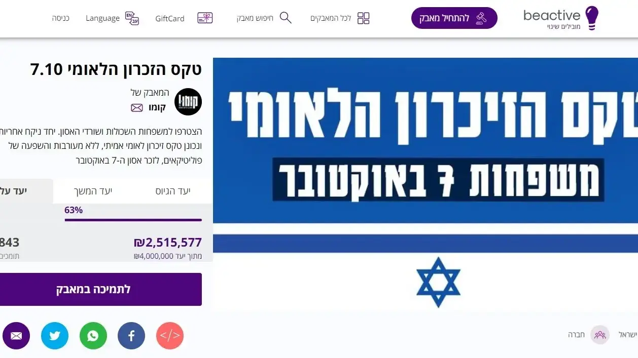גיוס המונים לטובת טקס הזיכרון של משפחות ה-7 באוקטובר