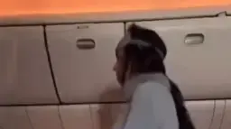 ברברה דה רג'יל מתאמנת באמצע טיסה ברברה דה רג'יל מתאמנת באמצע טיסה
