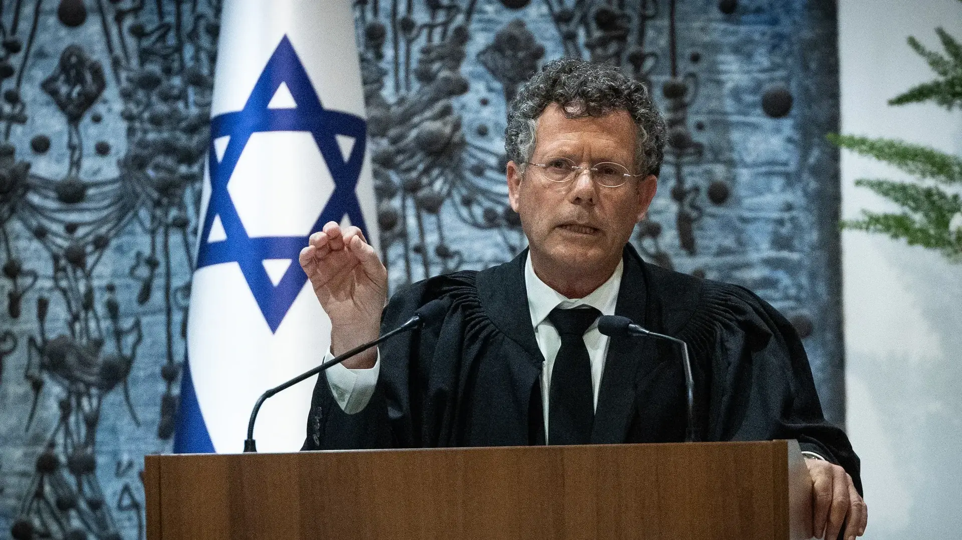 הנשיא העליון הנכנס יצחק עמית בטקס השבעתו, בית הנשיא, 13 בפברואר 2025