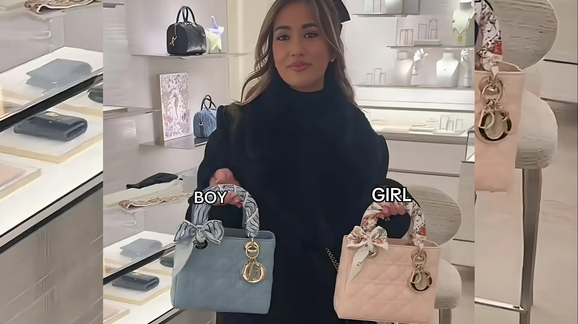 הבלוגרית רייצ'ל סנטנה חושפת את מין העובר עם תיק של דיור