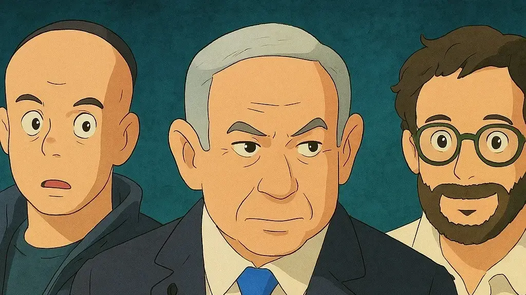 יונתן אוריך, בנימין נתניהו, אלי פלדשטיין - בסגנון אנימה