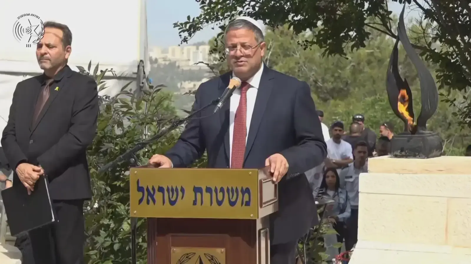 בן גביר בטקס הזיכרון המשטרתי