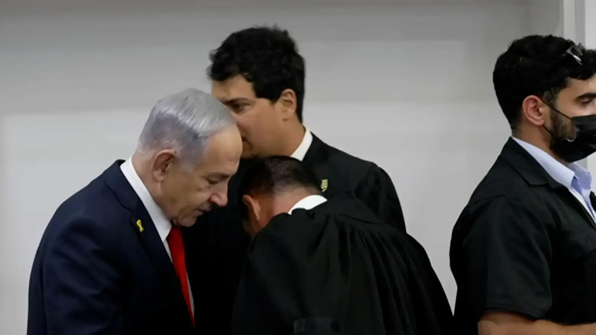 רה"מ בנימין נתניהו בדיון תיקי האלפים, בימ"ש מחוזי ת"א,12 במאי 2025