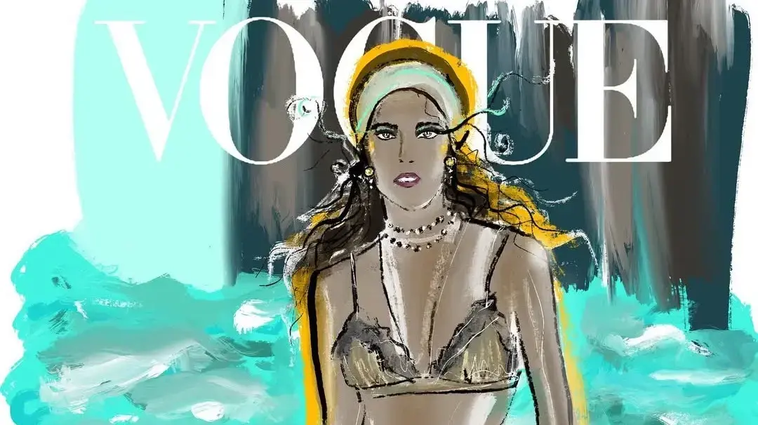 איור של המאיירת טליה צורף - של סאן מזרחי למגזין ווג יוון.