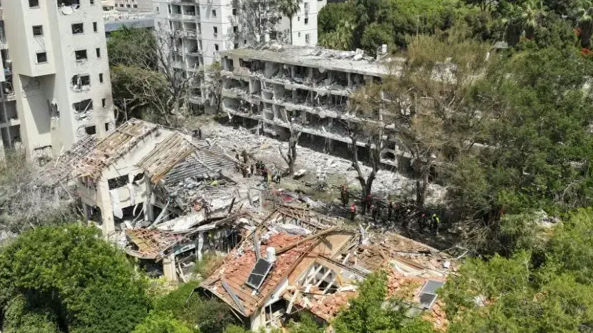 זירת נפילה טיל ששוגר מאיראן, 22 ביוני 2025