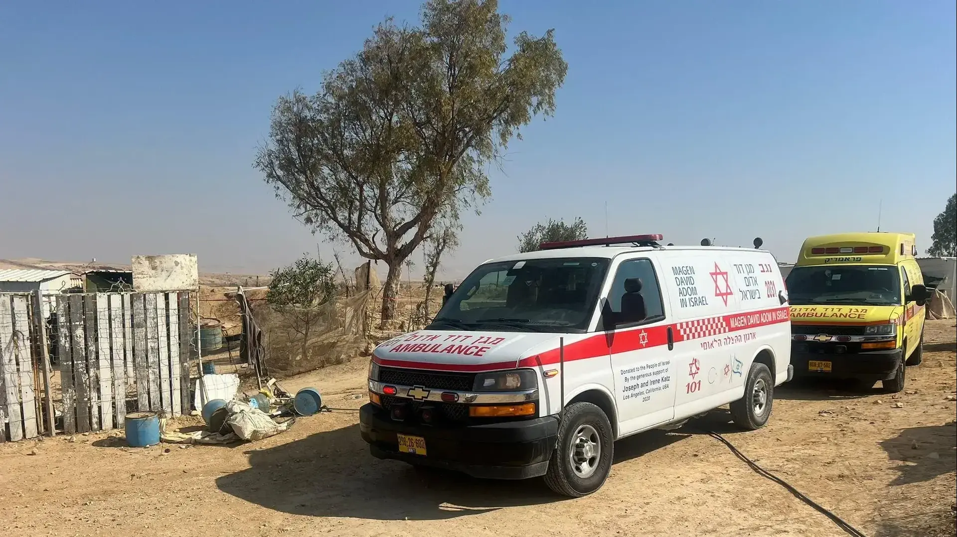 אמבולנס בזירת האירוע בערערה בנגב