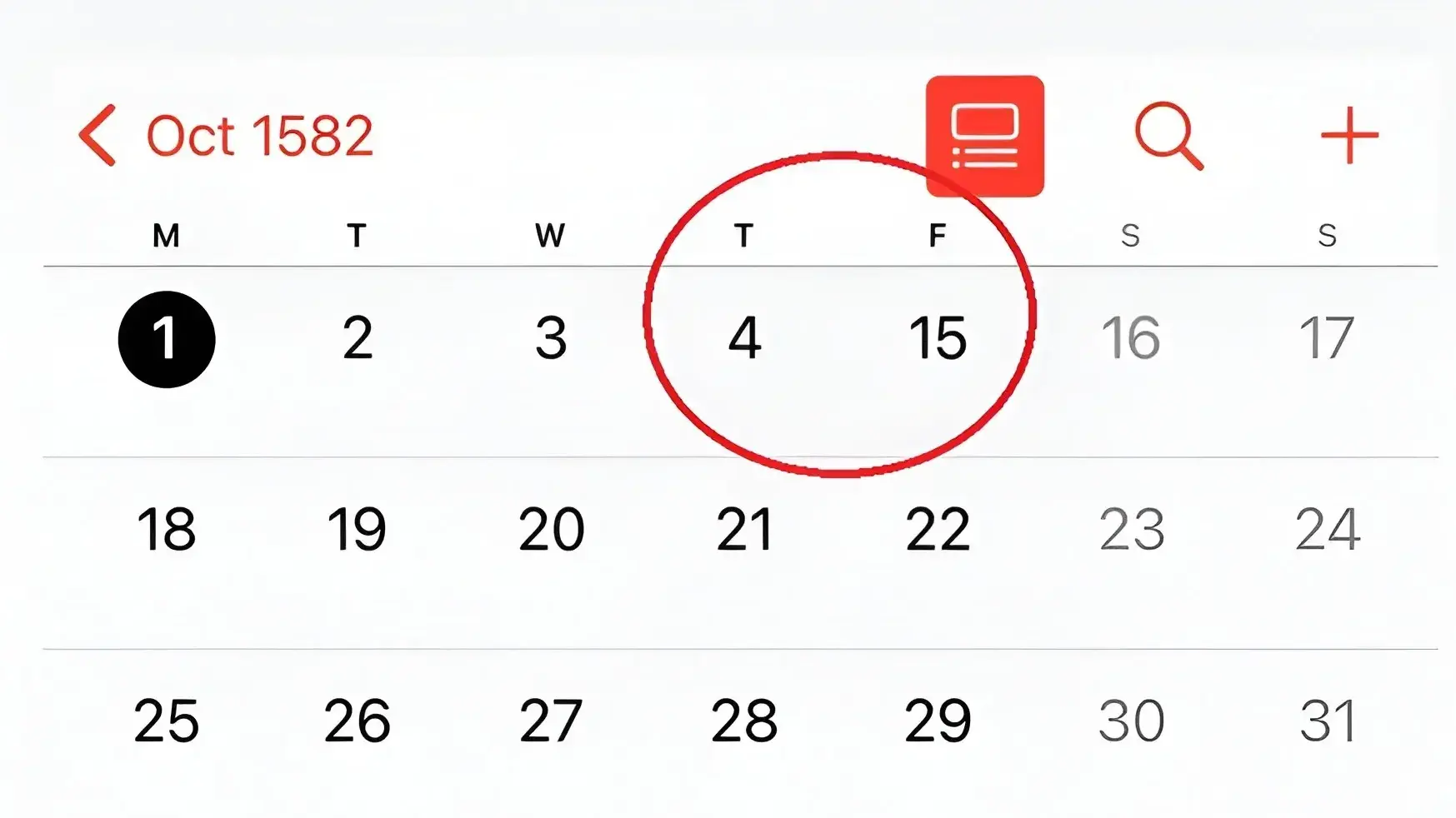 לוח שנה עם עשרה ימים חסרים