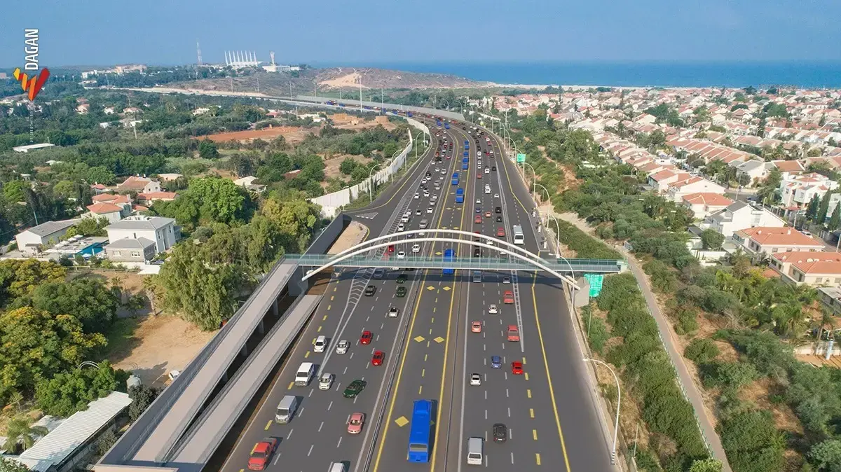 הגשר החדש מעל כביש החוף בין רמת פולג לכפר אודים