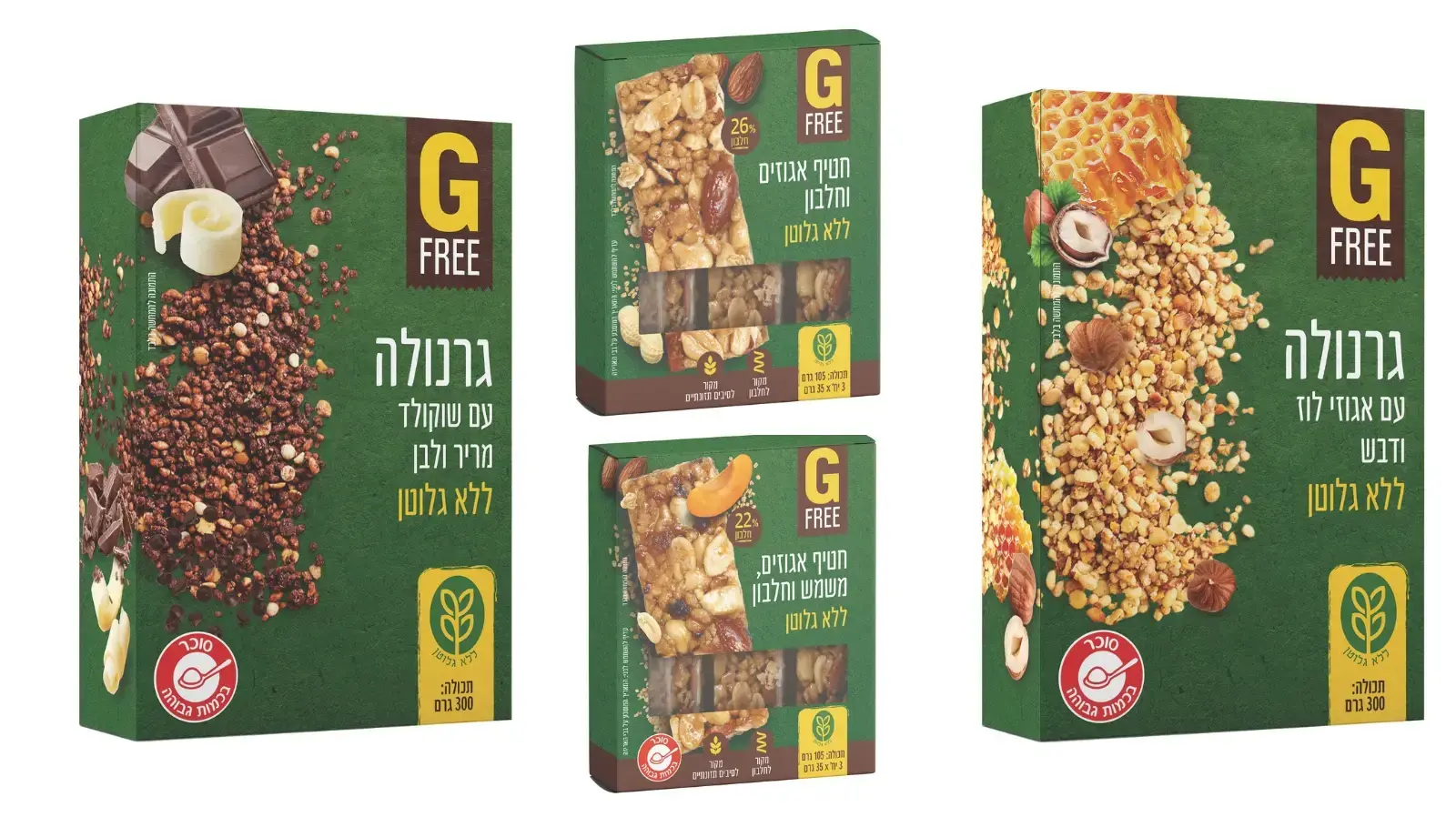 גרנולה וחטיפי חלבון ללא גלוטן גרנולה וחטיפי חלבון ללא גלוטן