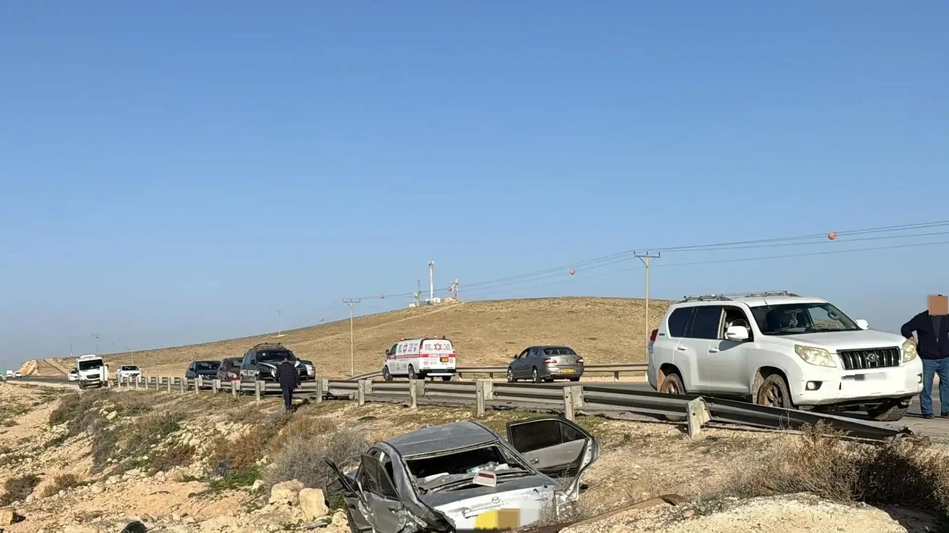 זירת התאונה ליד ערערה בנגב