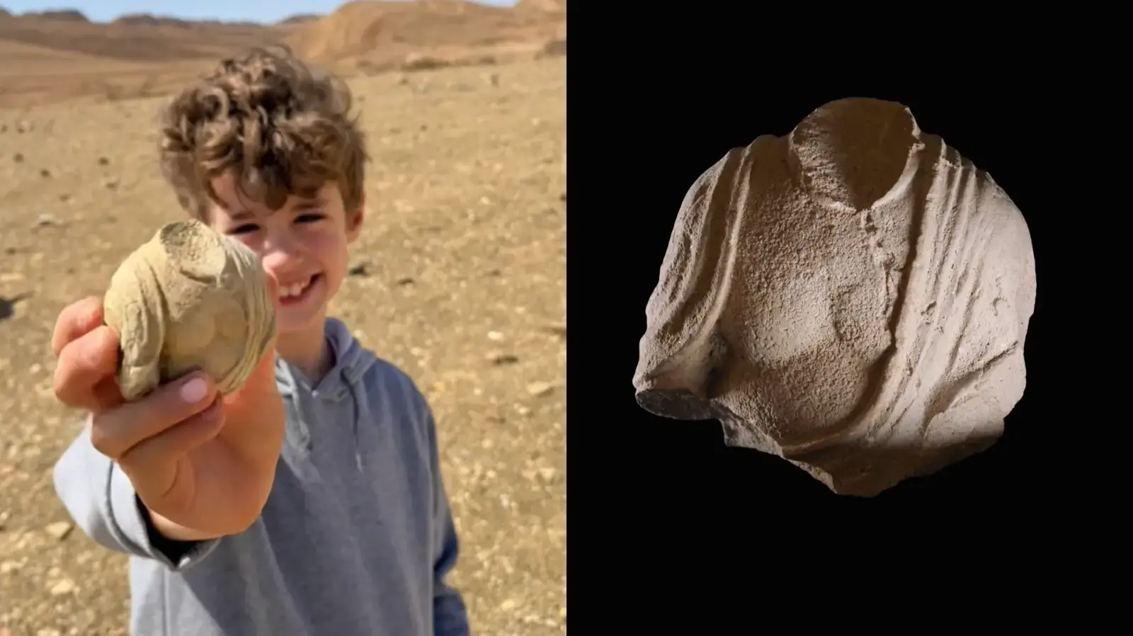 ילד בן 8 מצא שבר פסל בן 1700 שנה בטיול